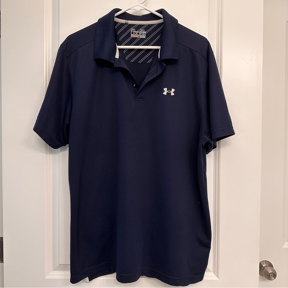 Men's Under Armour UA Polo Short Sleeve Shirt Navy Blue XL
